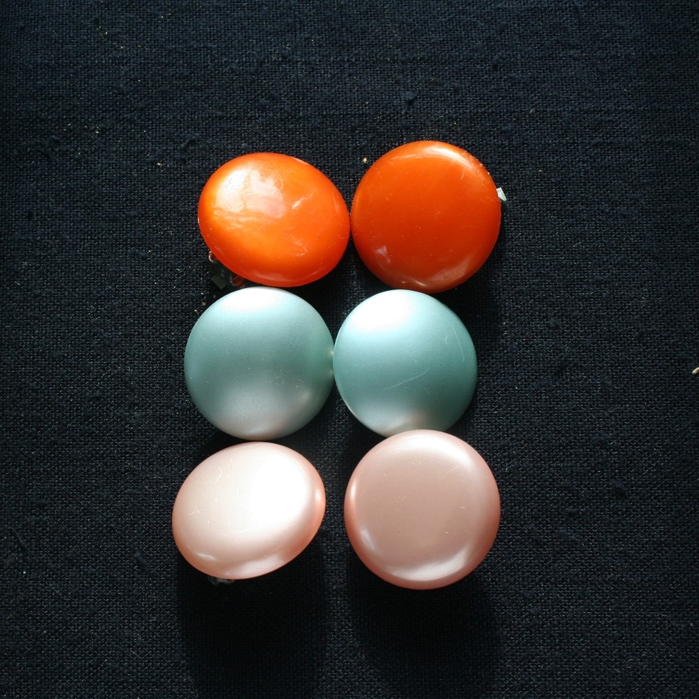 Vintage Retro 1950's Clip-on Earrings (set of 3)